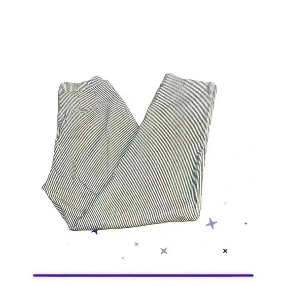 brandy melville high Rise gray Tan white striped tilden elasticize pants - Picture 7 of 9